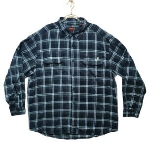 Wolverine Mens XXL Plaid Button Down Shirt Blue Black Long Sleeve Lightweight